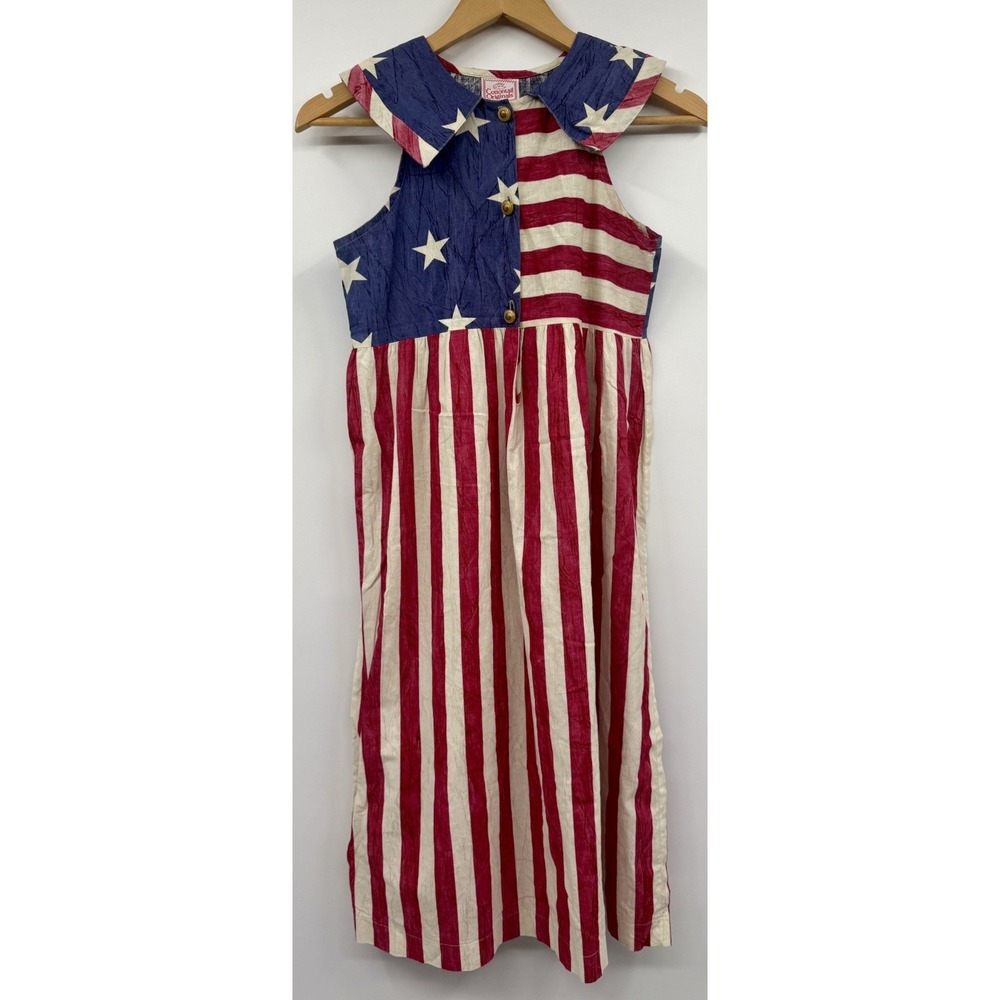 Vintage Cottontail Originals Girls SZ 14 Patriotic Dress Americana Stars Stripes